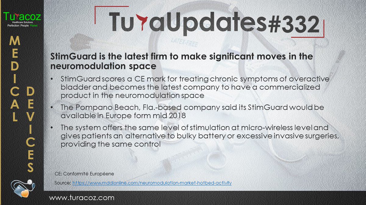 turacoz's tweet photo. #Turaupdates StimGuard scores a #CE mark for overactive bladder system NeuromodulationTherapy#TuracozHealthcare #MedicalWritingService https://t.co/RSBzadoyiV