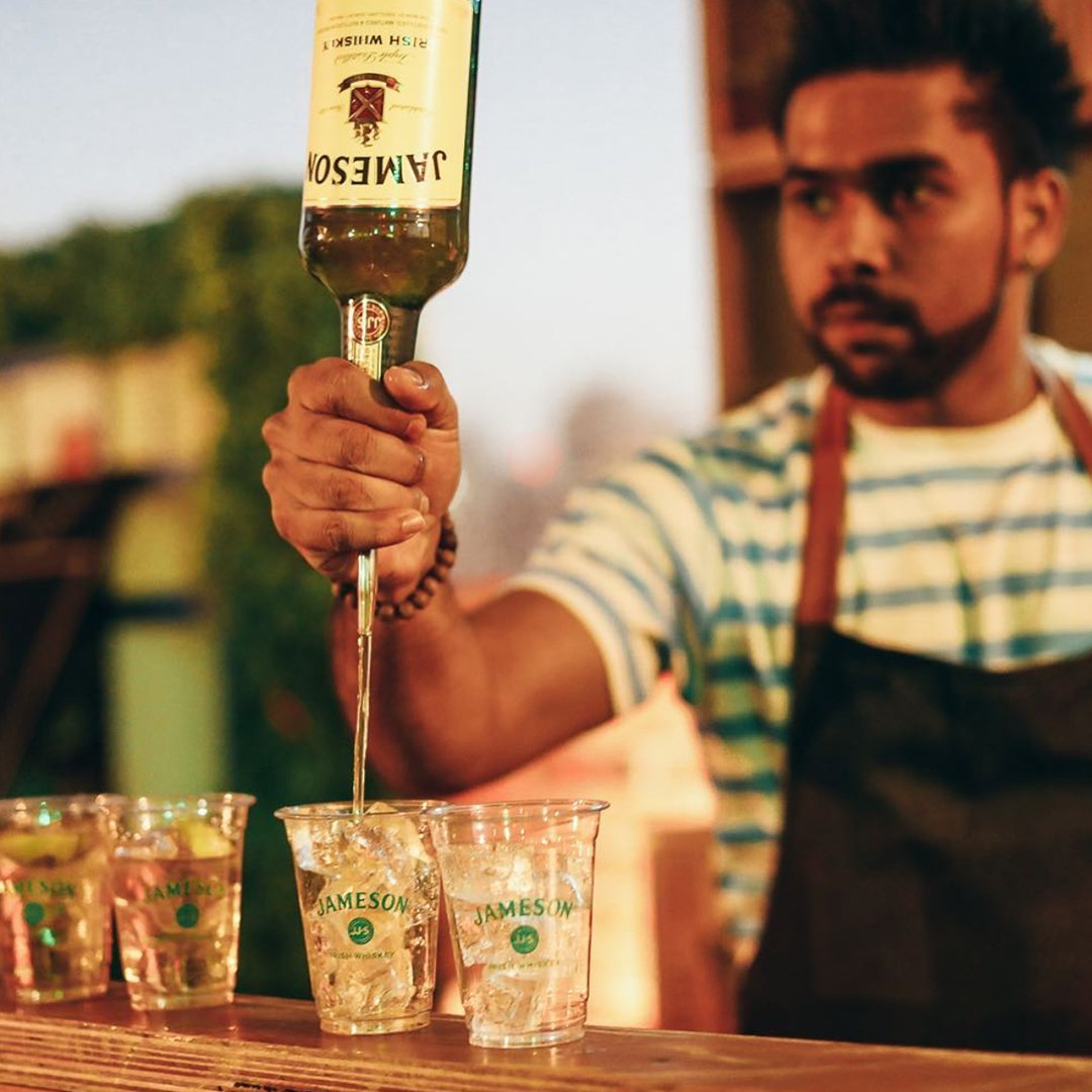 We admire the no-look, so long as it’s also a no-spill. 

#Jameson #TripleDistilled #GoIrish