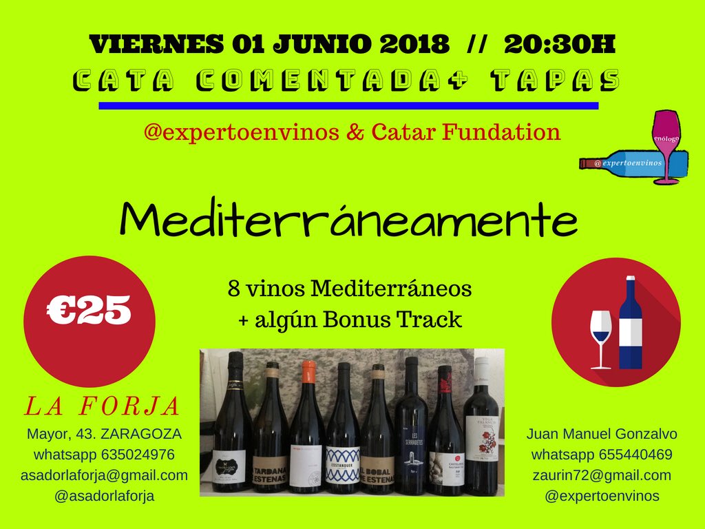 expertoenvinos's tweet photo. Comienza una semana con mucho 🍷 
L: Cata @asoc_vindicas CASTELLÓN X: Cata @AlamedaBeers VALENCIA 
J: Garnachas de @docampodeborja en el Museo ZARAGOZA 
V: Cata vinos Mediterráneos en @AsadorLaForja ZARAGOZA 
S: Cata Multitudinaria @IFeriaArtesania LasVelas en UTIEL  #winelover https://t.co/6vNVUMYbMr