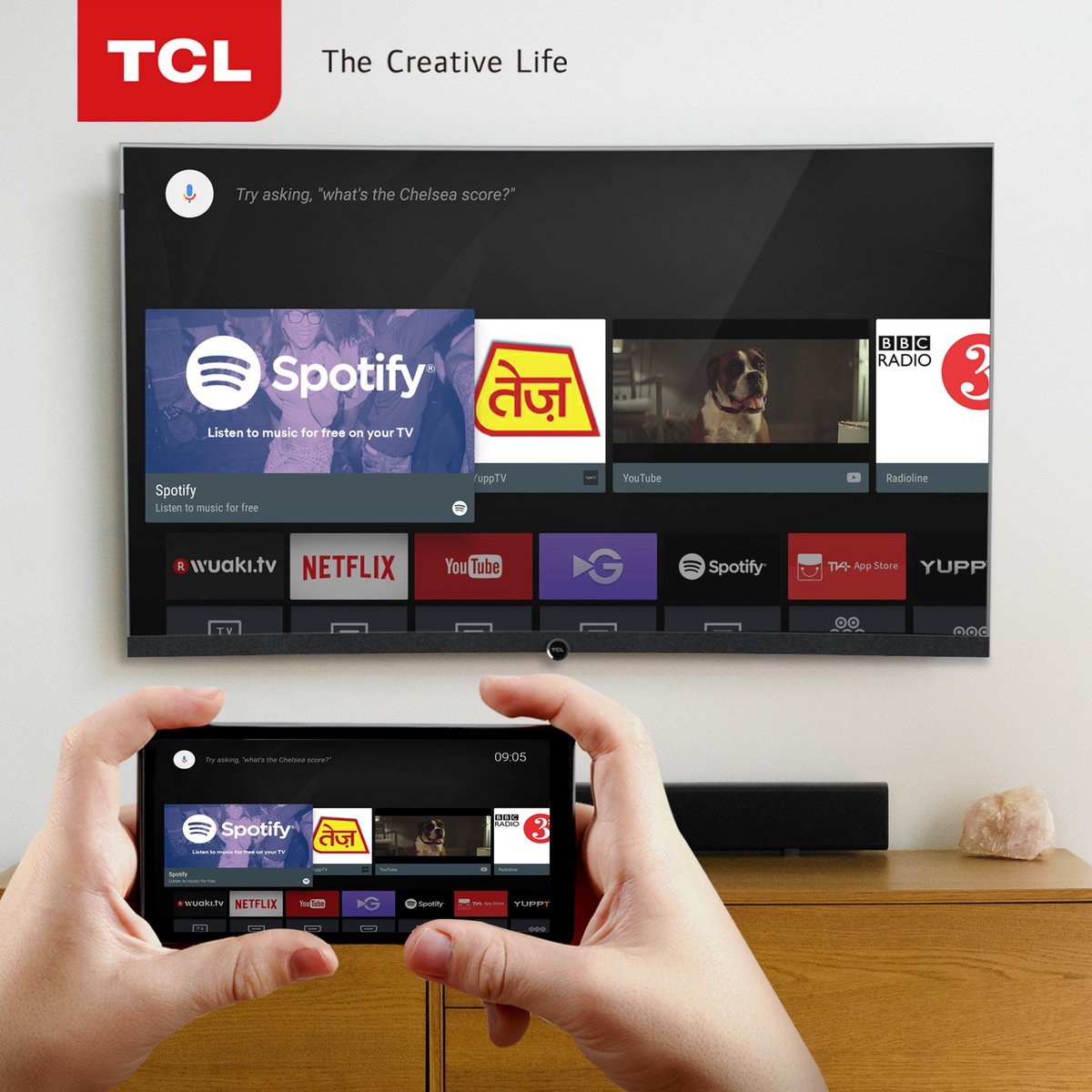 TCL_Global's tweet photo. From mobile to TV seamlessly – thanks to the numerous applications on TCL TV+ App store. #TCL #TCLTV #TCLMultimedia #SmartTV #TCLP5 https://t.co/iO9GDm0mKN
