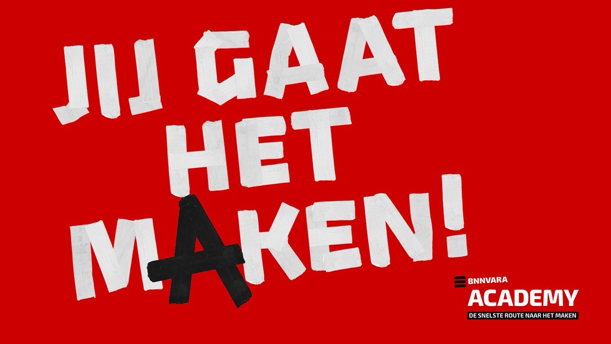 Aanmelden kan nog maar tot dinsdag 12.00 uur ('s middags)! GO GO GO: bnnvaraacademy.nl