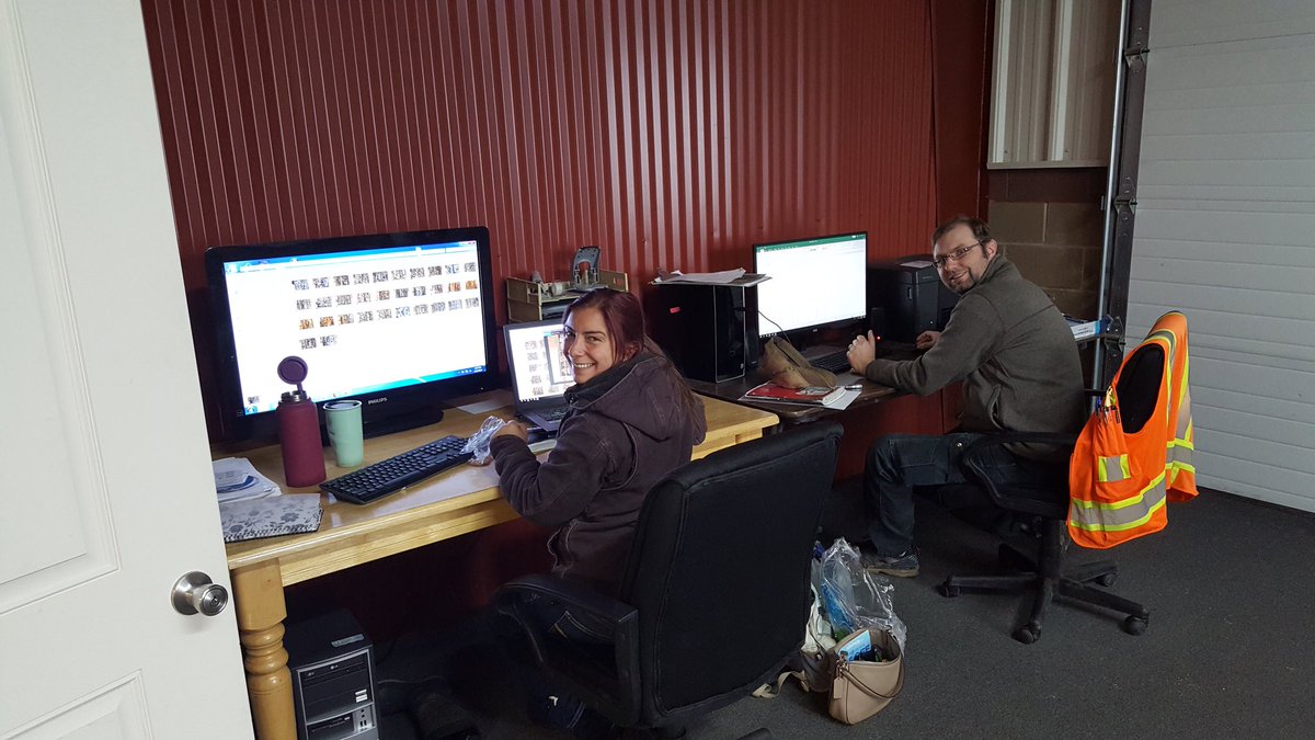 The #PGM team at work… #EnvironmentalTech Erin Fieferlick and #Geologist Tyson Forbush cataloguing data.