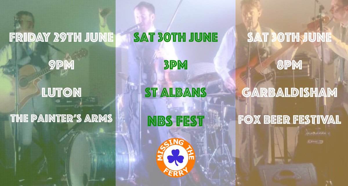 Live in June
Fri 29th 9PM - <a href="/PaintersArms/">Painters Arms</a> #Luton
Sat 30th 3PM - @nbs_herts_sch #NBSFEST
Sat 30th 8PM - <a href="/thefoxreturns/">ika</a> #BeerFest
Please RT <a href="/IrishinLuton/">Luton Irish Forum</a> <a href="/stalbansirish/">Irish in St Albans</a> <a href="/HertsIrish/">Herts Irish</a> #Livemusic #IrishMusic