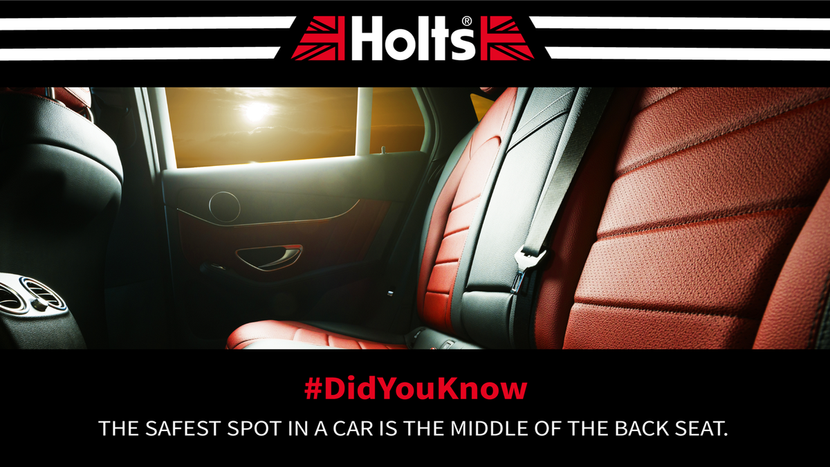 HoltsAutoSA's tweet photo. #DidYouKnow:
The safest spot in a car is the middle of the back seat. 

Buckle up and stay safe - from the #Holts team! https://t.co/GHaAFB2VdI