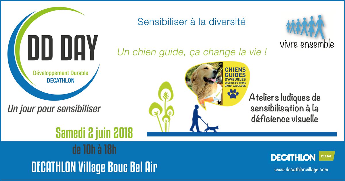 SSchemb's tweet photo. #DDday @chienguide13 ateliers ludiques de sensibilisation au #handicap 02/06/2018 chez @DecathlonBBA https://t.co/ieVZZWxDMn #déficiencevisuelle #aveugle #chienguide #RSE #AtoutRSE #DéveloppementDurable #vivreensemble https://t.co/V7yp2r4vT1