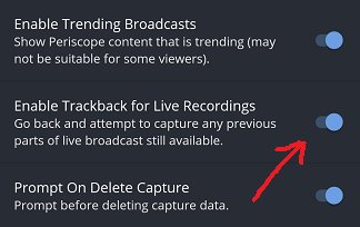 snagscope's tweet image. The new version of Snagscope can now go back and capture the parts of a live broadcast you missed. Just enable the "Trackback" feature in Settings.