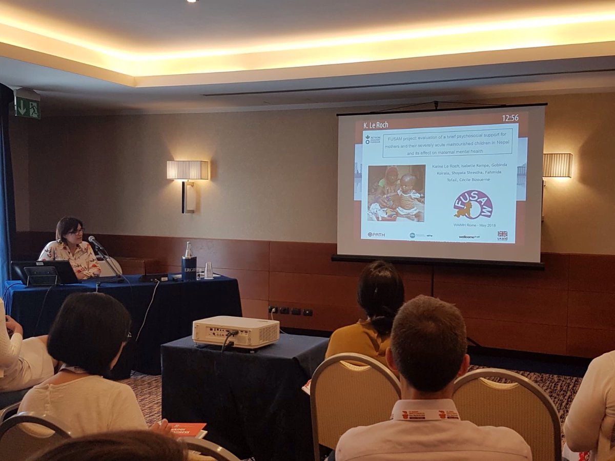 CBizouerne's tweet photo. Karine Le Roch from #ACF presents findings of the #FUSAM in #Nepal at the #WAIMH2018: importance of linking #maternal mental health and #child development. #mhpss https://t.co/NhlkmK7Oz4