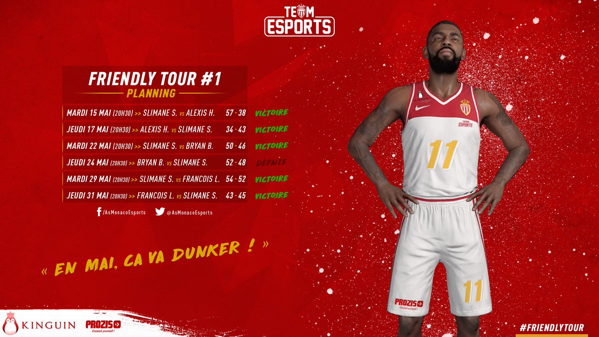 ASMonacoEsports's tweet photo. Sensationnel, @SlimShadyz15 remporte sa double confrontation contre @LemaitreFran, le Champion de France #NBA2K18, à l'issue de 2 rencontres extrêmement disputées ! 😱🔥#FriendlyTour https://t.co/WZ6K9WJFpQ