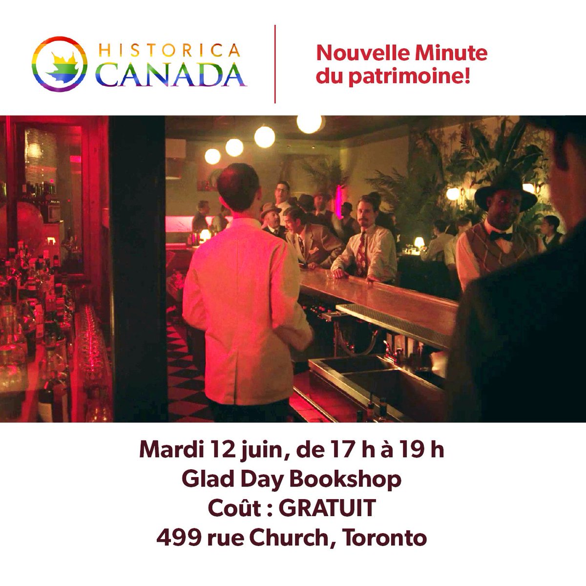 Joignez-vous à Historica Canada et au <a href="/CCGSD_CCDGS/">Canadian Centre for Gender and Sexual Diversity</a> pour le lancement de la première Minute du patrimoine LGBTQ2! Apprenez-en plus : eventbrite.ca/e/launching-th…