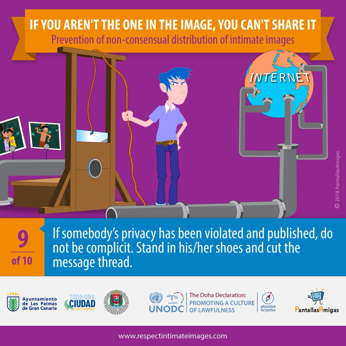 UNODC_FinCrime's tweet photo. If somebody's privacy has been violated &amp; published, do not be complicit. Stand in their shoes and cut the message thread ✂. @UNODC partnered with @PantallasAmigas to raise awareness &amp; stop violation of privacy. Learn more: https://t.co/HPUBRZRmEN https://t.co/on3T6kmU8q