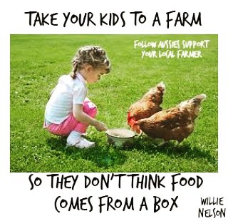 Take your kids to a farm so they don't think food comes from a box - Willie Nelson