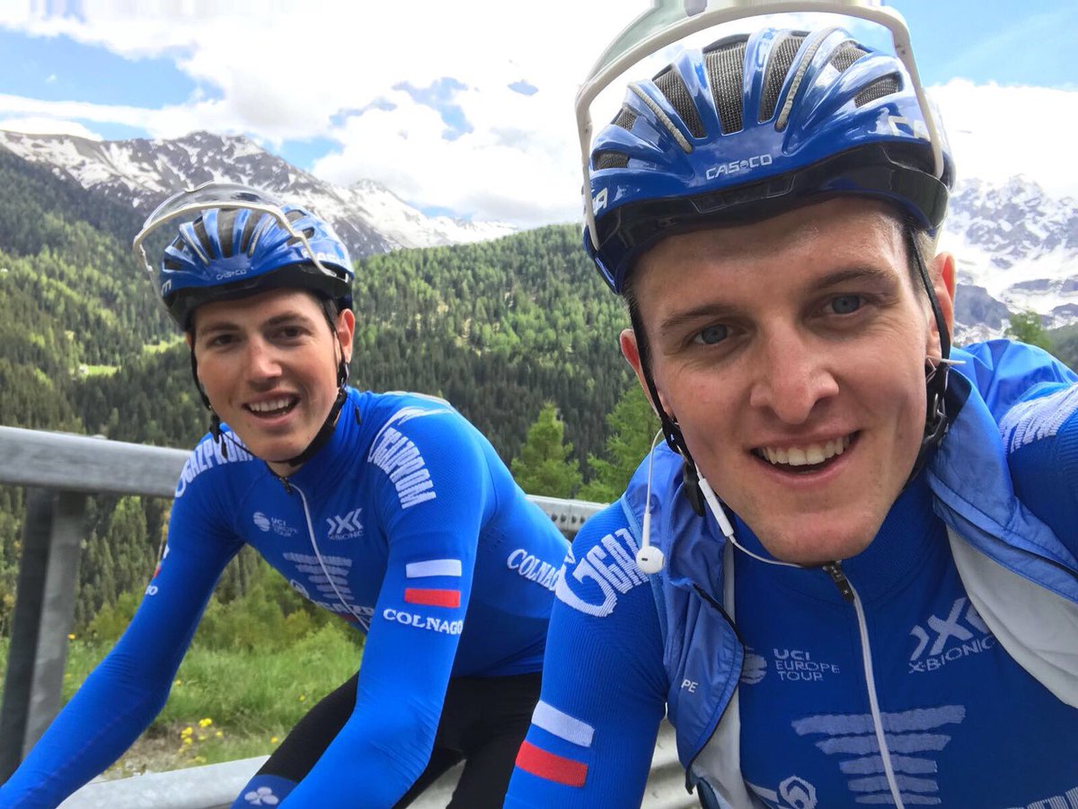Stepan Kurianov and Artem Nych are saying hi from the training camp in Livigno and wishing a successful week to everyone 🚴‍♂️⛰ #gazpromrusvelo