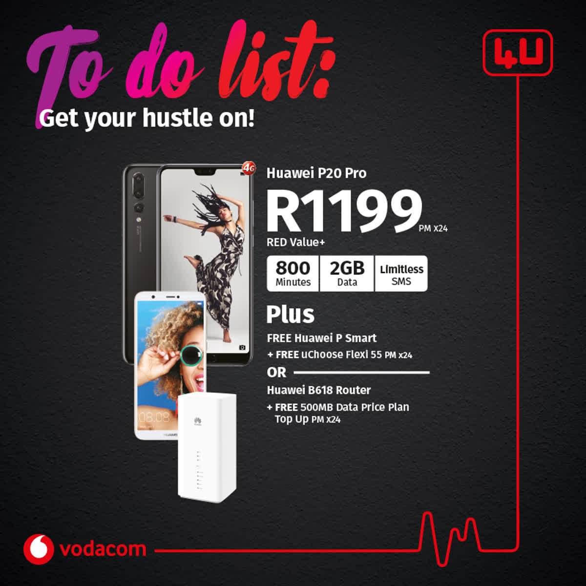 Vodacom4u's tweet photo. Time to turn the volume right up. 

If you mean business, get your hands on the @HuaweimobileZA P20 Pro on the RED Value+ for only R1 199 per month you get 800 minutes AND 2GB Data. 

#Connected #Vodacom4U #MondayMotivation #Hustle #JoinTheGrind https://t.co/4j9HtqYso7