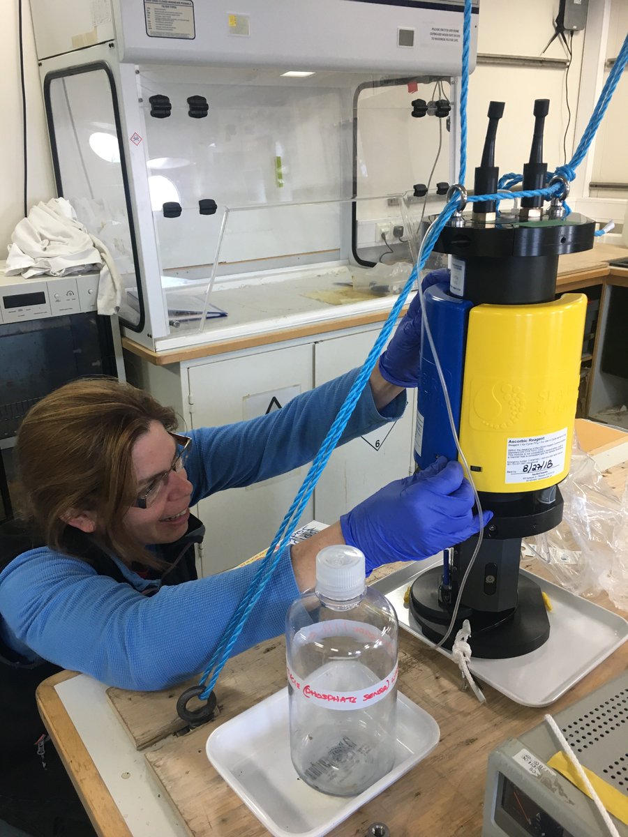PAP_observatory's tweet photo. Preparations for the deployment of the PAP1 mooring are keeping everyone busy today! Corinne is preparing the phosphate sampler, #JC165 #PAPoftheday #timeseriesdata @NOCnews https://t.co/ZaGdc919UX