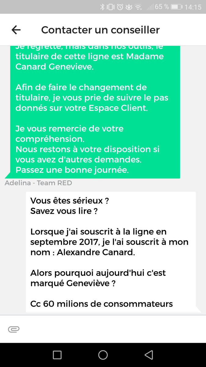 alexpato2189's tweet photo. @REDbySFR de pire en pire dans la relation client
Est-ce légale de changer le nom de vos clients sans qu'ils demandent rien ?

Puis ensuite vous leur dites de se débrouiller ???

Cc @60millions https://t.co/cQ5txyU2xA