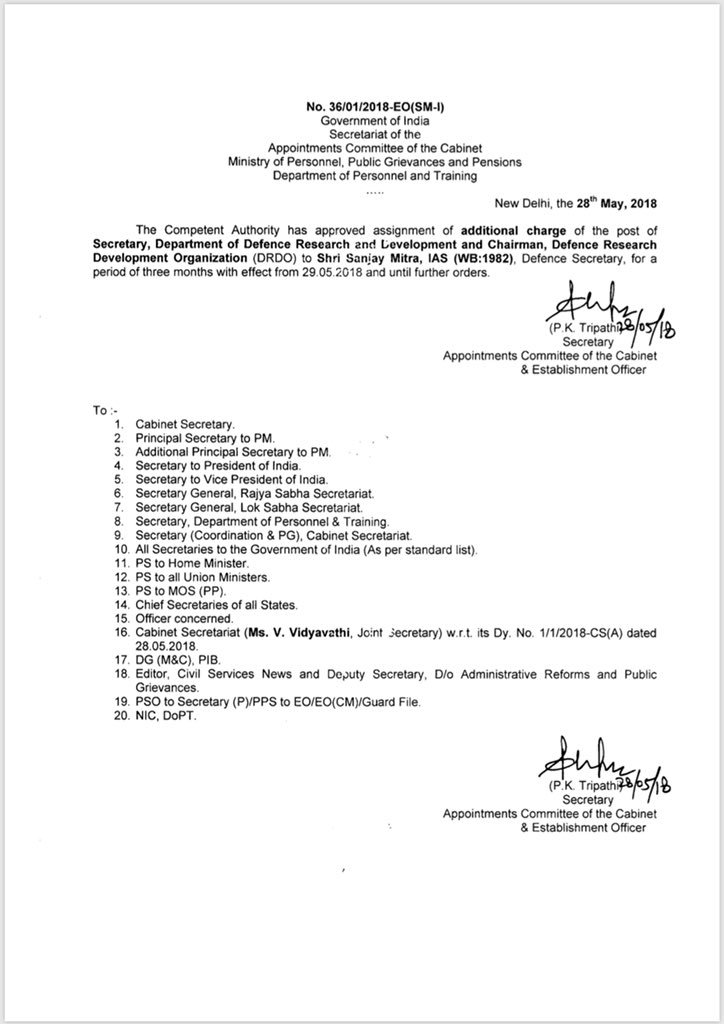 ajitkdubey's tweet image. DRDO @DRDO_India gets a temporary chief in #DefSec Sanjay Mitra as Christopher retired today. All the talk about atomic explosion and test did not help him at all to get an extension.