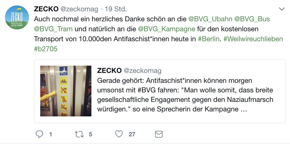 Ruebenhorst's tweet photo. »Die AfD hat dreißig Leuten die Fahrtkosten nach Berlin erstattet! Bezahltes Demonstrantentum!«
R2G Berlin / BVG so: »Hold my Sojamilch!«: https://t.co/9GpvdTUoTG