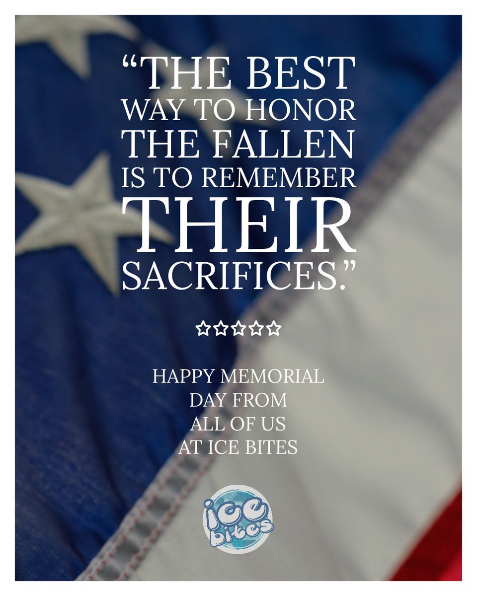 myicebites's tweet photo. Happy #memorialday from all of us at Ice Bites https://t.co/7QFVdUE7Eo