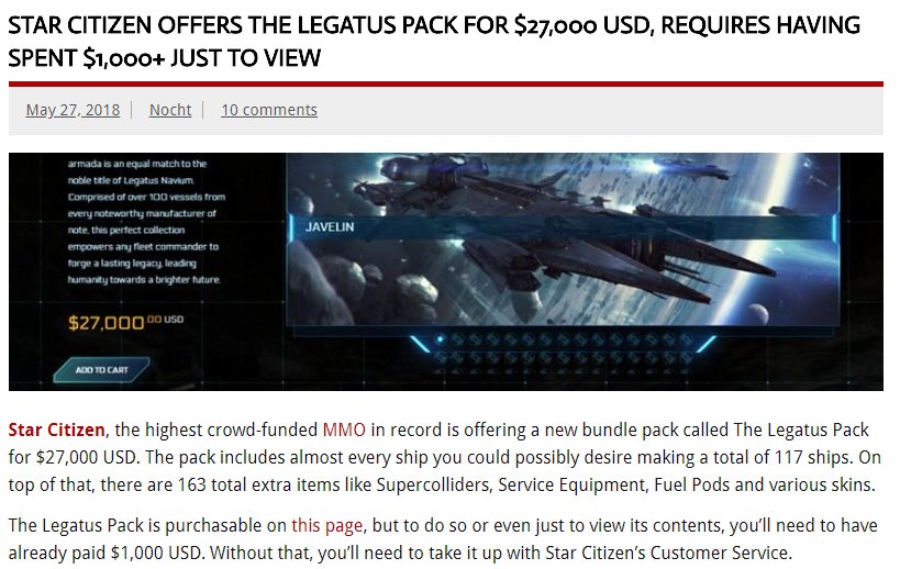 Star Citizen's Legatus Pack Gives You 117 Ships and 163 Extras for $27,000