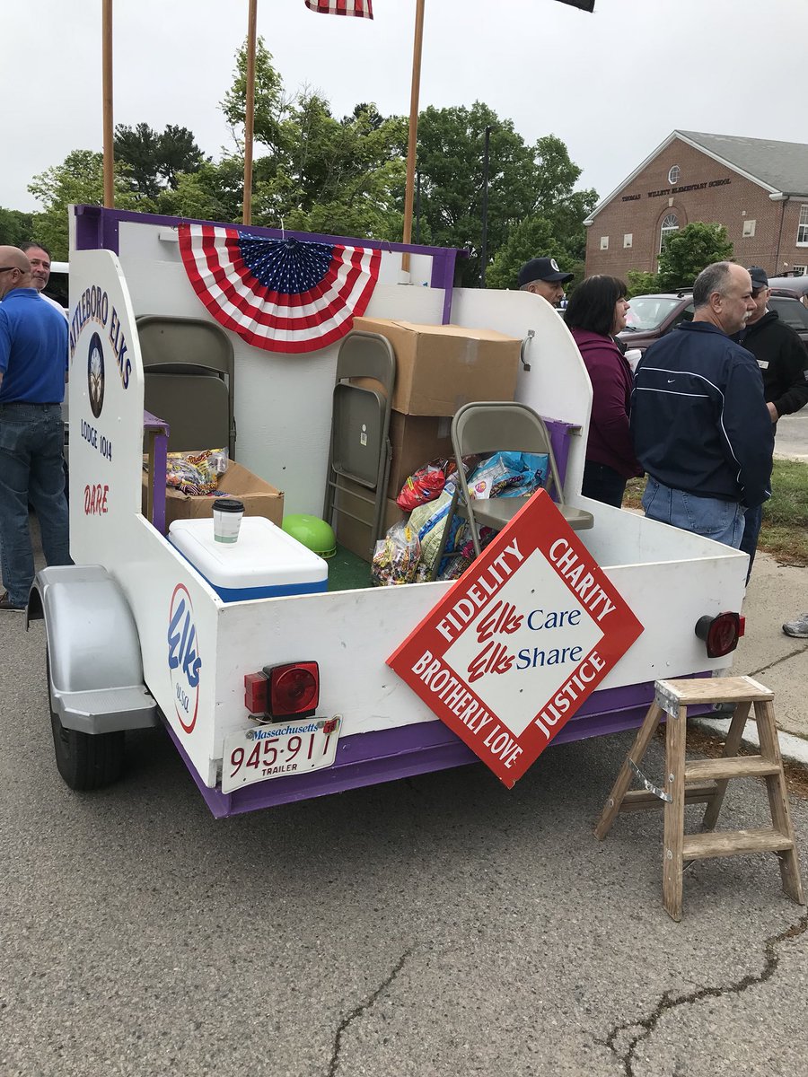 Getting ready to pass out flags at the Attleboro Memorial Day Parade