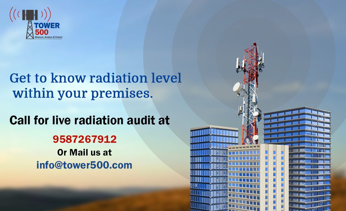 Tower_500's tweet photo. Get your premises audited for EMF radiation, before its too late.
Living within 500 meters of a mobile tower base station, then contact Team Tower500 to get your premises checked for high radiation levels.
Enquire more at https://t.co/7voK9EhQrG or Give us a call at 9587267912 https://t.co/SJUQa5wMwF