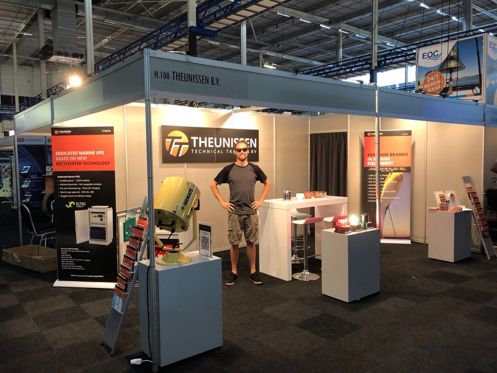 De beursstand voor Maritime Industry is vandaag, in een erg hete beurshal, weer helemaal gereed gemaakt door Mark en Paul. De beurs start morgen, dagelijks van 13-21 uur. Van harte welkom! (Stand H 108) @maritime_EH