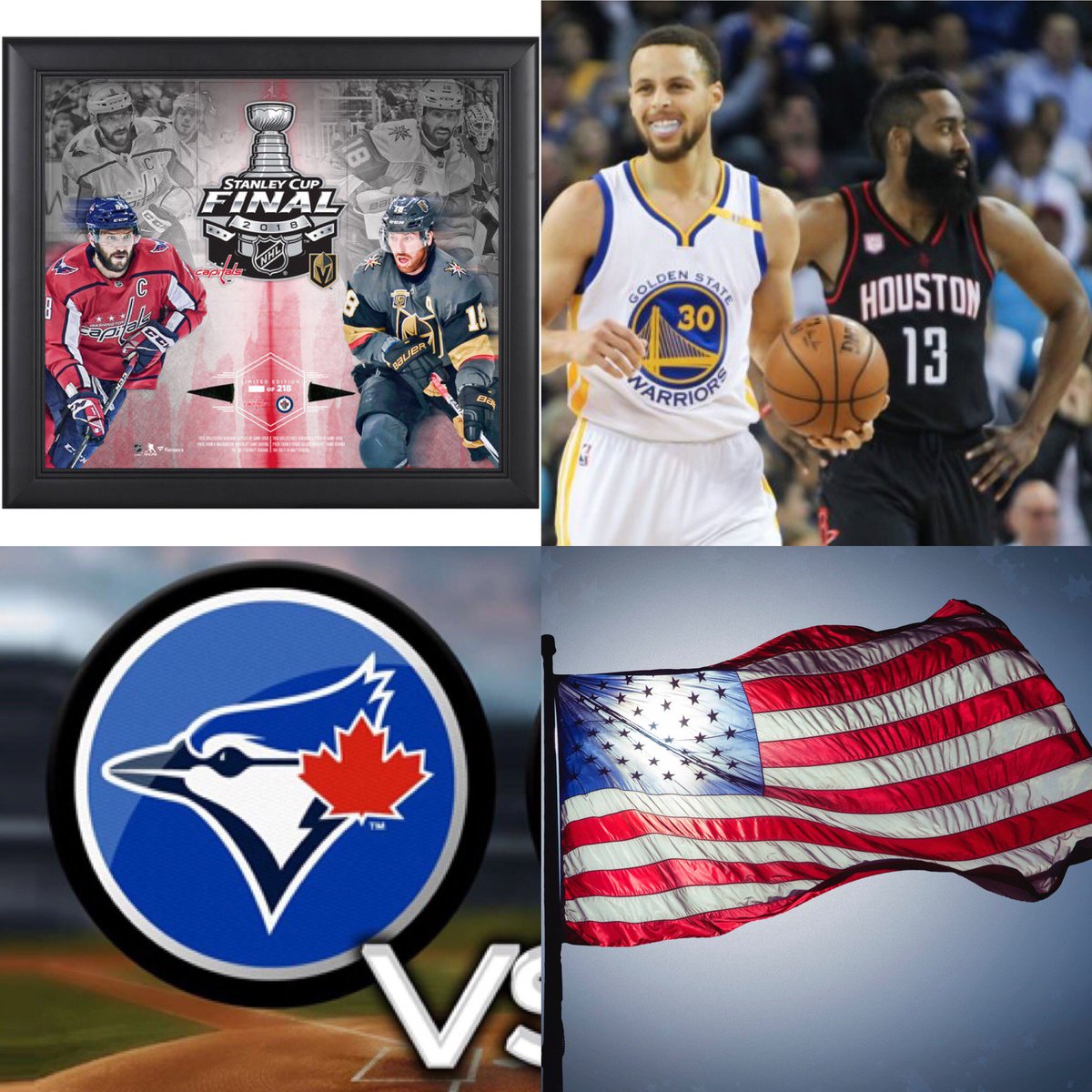 4ssportspalace's tweet photo. Happy #MemorialDay to all our American friends.

#StanleyCup begins. #ovi and #caps vs Cinderella #vgk. Game 1 7pm

#HouvsGS game7 8pm. Can #Harden will his #rockets or is it #Cavs #GSW once again.

Tons of afternoon #mlb action including #jays vs #bosox 11am. https://t.co/YPbSUaQquu
