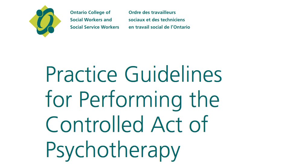 OCSWSSW's tweet photo. As part of the 2018 Continuing Competence Program, College members will be required to review (along w/ the Standards of Practice) the Practice Guidelines for Performing the Controlled Act of Psychotherapy: https://t.co/80ZhD3nEQX #psychotherapy https://t.co/Nycjr3r7S3