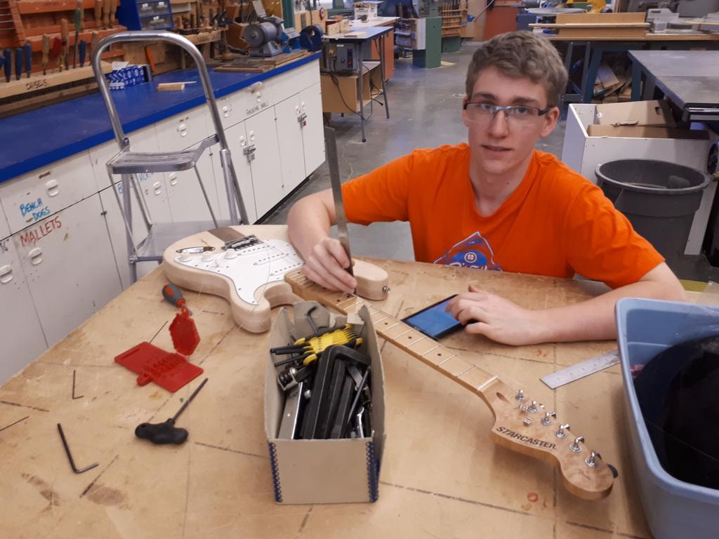 Making an electric guitar in the shop