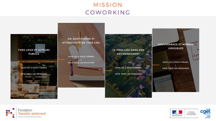 FondationTA's tweet image. 📢 La phase 2⃣de la consultation publique de la #MissionCoworking est lancée!
✅ #Tierslieux et acteurs #publics
✅Vie quotidienne et #attractivité du tiers lieu
✅Le tiers lieu dans son #environnement
✅#Gouvernance et normes juridiques
C'est par ici ➡concertation.mission-coworking.fr/mission-cowork…