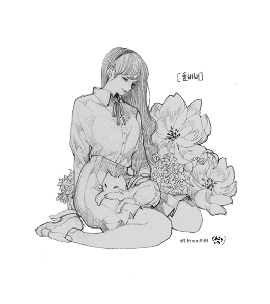 오늘자 낙서~! ^///^ 오늘은 #마음_준_트친_여고생화 이 해시태그 그림 그려왔어요~! 