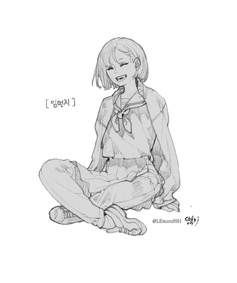 오늘자 낙서~! ^///^ 오늘은 #마음_준_트친_여고생화 이 해시태그 그림 그려왔어요~! 