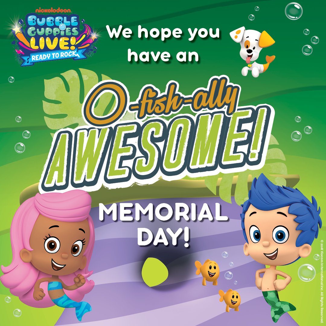 guppiesontour's tweet photo. Happy Memorial Day!
#BubbleGuppiesLive #MemorialDay https://t.co/3UKWTEmCaR