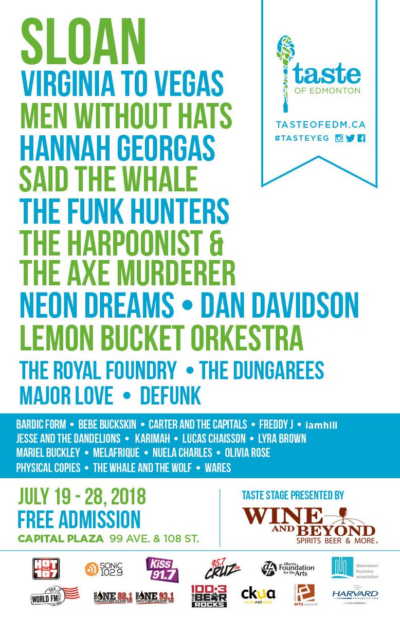 OUR ENTERTAINMENT LINEUP IS HERE!!! #taste2018 #tasteyeg #yegevents