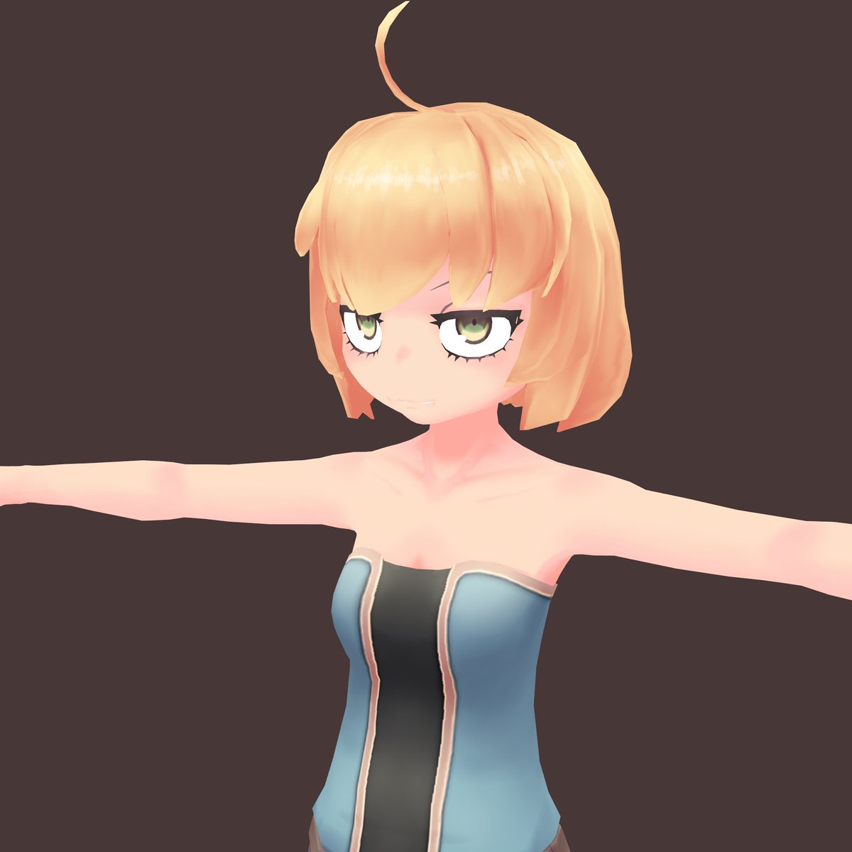 サンフィッシュくまの در توییتر 髪の毛かなりローポリなのでカックカクなんだけどテクスチャで何とか誤魔化せそう Blender直塗りでもやってやれないことは無いな