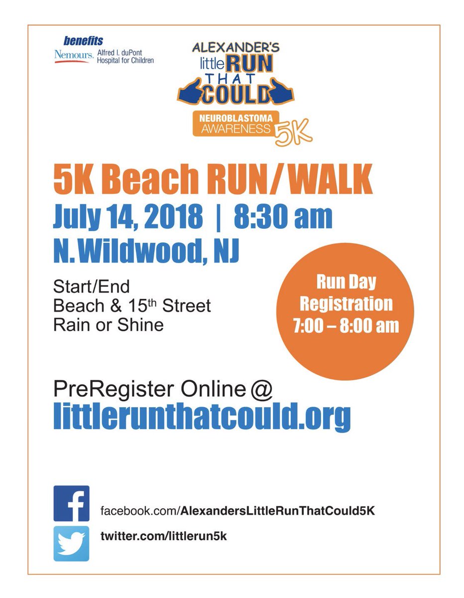 OwenJRobertsFC's tweet image. Our school community has been invited to participate in Alexander's Little Run That Could-5K Beach Run/Walk on July 14 in N. Wildwood to raise awareness for Neuroblastoma, a pediatric cancer. Alexander is now a 4th grader at French Creek who successfully fought this disease. 👍🏻
