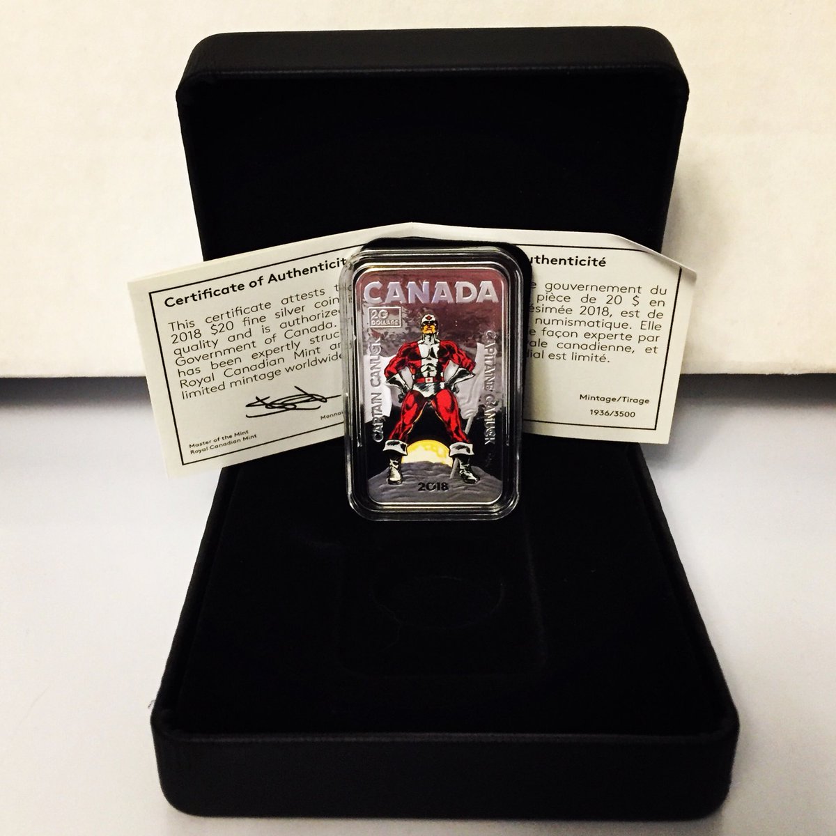 CanuckTony's tweet photo. Finally found one of these coins in the wild. This one came from Glace Bay, NS. Welcome to my personal collection (I’ll be displaying this at shows - if you haven’t seen one in person yet). It’s quite beautiful.
#captaincanuck #canadianmint #chapterhousecomics https://t.co/tysEpJeHot