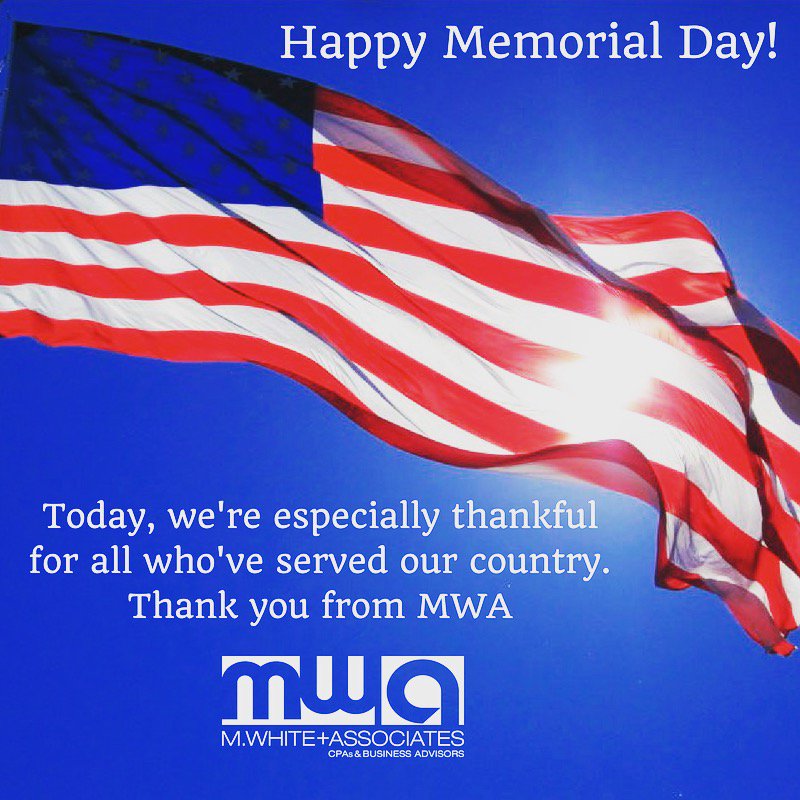 mwaadvisors's tweet photo. Happy Memorial Day from MWA! #MemorialDay https://t.co/9rk8O2aKQh