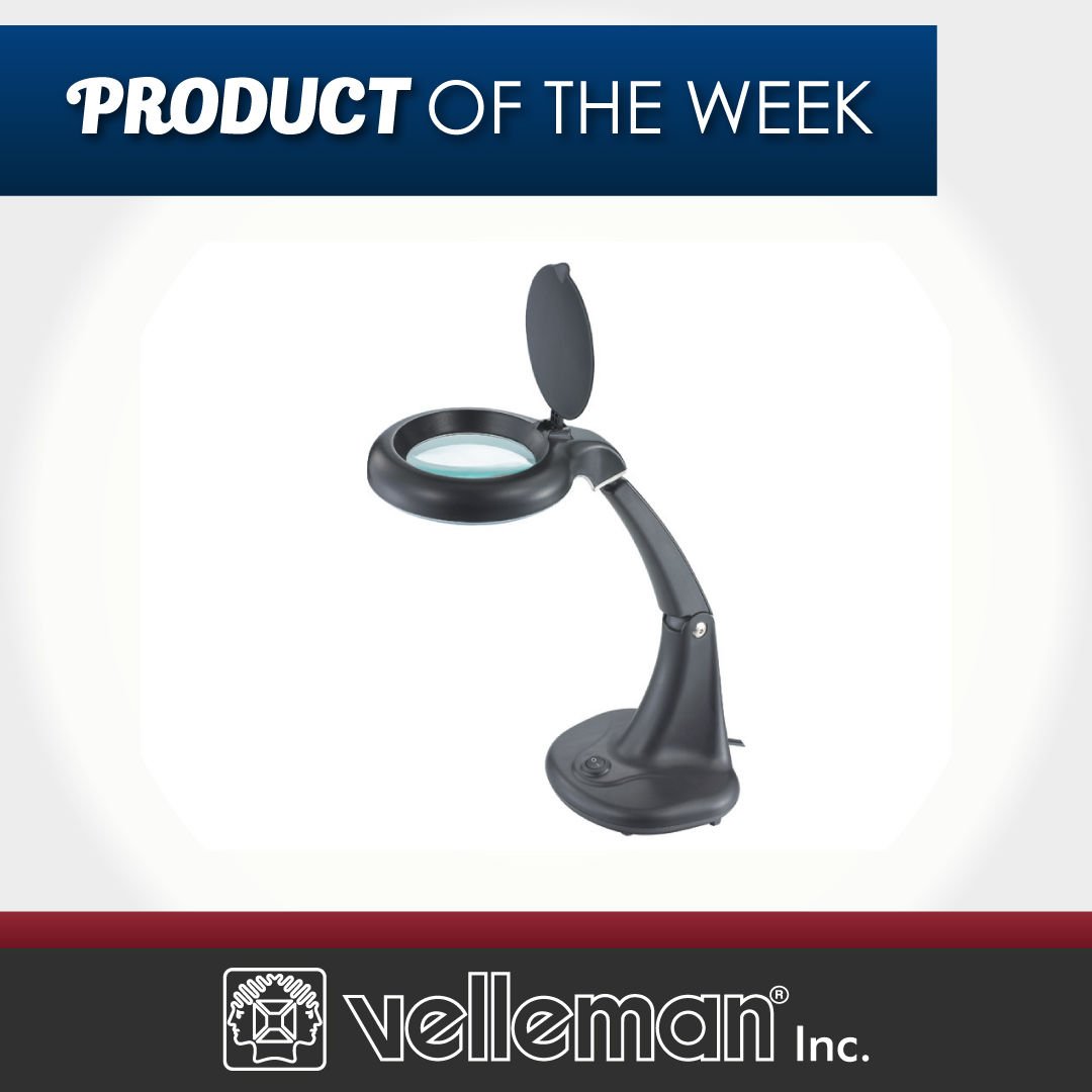 The Velleman VTLAMP10BU: Desk Lamp with Magnifying Glass is our product of the week.

This sleek, black desk light has a 12 W light, 2.25 magnification glass and an adjustable arm. 

Available now: vellemanusa.com/products/view/…