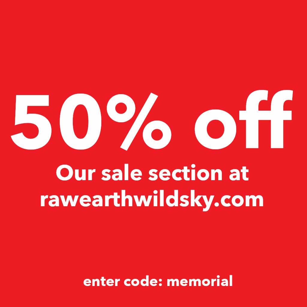 btcelements's tweet photo. Today! Take an additional 50% off the SALE section at Raw Earth Wild Sky! Enter code: "memorial" #ecofashion #memorialdaysale   https://t.co/408mlxWHtB https://t.co/4FyfyfKtdf