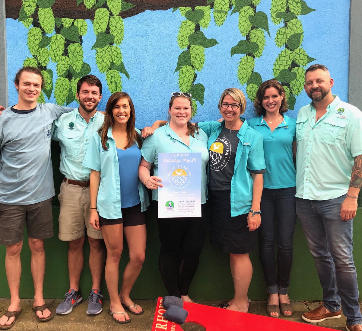 MobileBaykeeper's tweet photo. We had a blast this weekend celebrating our 21st birthday at @FairhopeBrewing for the release of the Hop in the Bay IPA. Thanks to everyone for the support! 🙌🏻🍺🌅#wedoitforthebay #hopinthebay https://t.co/ca9MlcNFI4