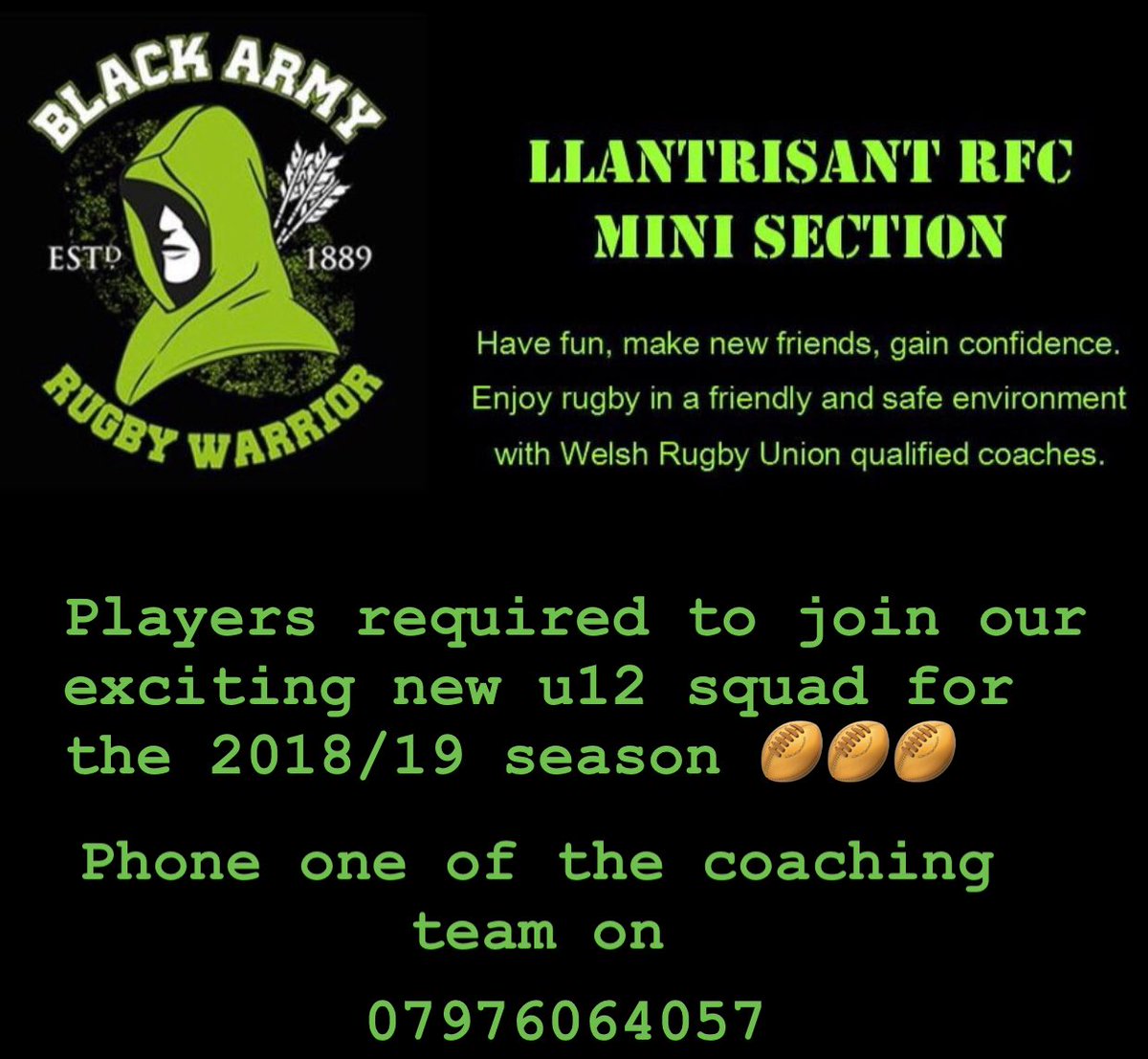 blackarmyrugby's tweet photo. @YGGGLlantrisant @LlantrisantNews can we please get a RT and support our new u12 Team 😀🏉 #llantrisant #llantrisantrfc https://t.co/MK3QjJTgay