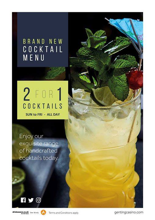 Fabulous 2 for 1 cocktails.
Available Sunday to Friday all day.
goo.gl/idoij8