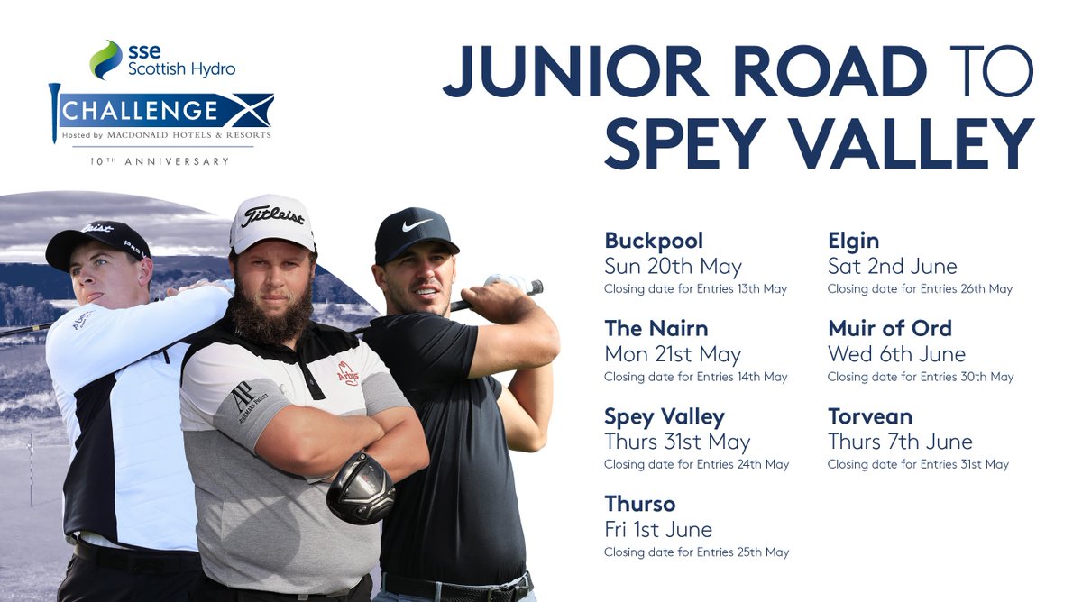 Last chance to enter one of the remaining qualifiers for the Junior Road to Spey Valley #SSEHydroChallenge #yoyp

For more information please contact golf.ahr@macdonaldhotels.co.uk