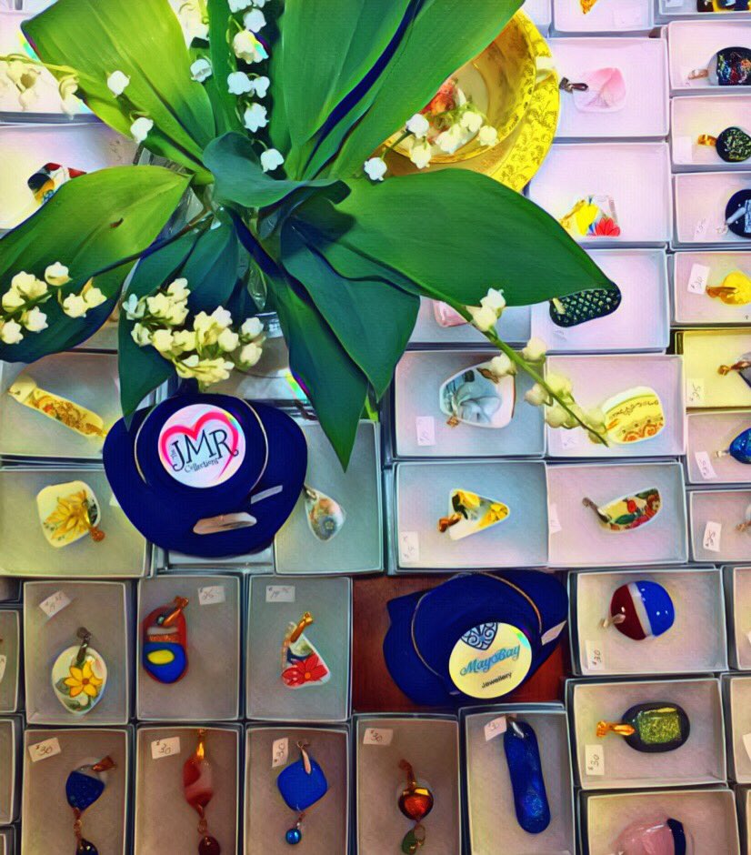 Soon it will be June &amp; you will wish it was still May! Our annual “Yay It’s May” MayBay Jewellery 1/2 price sale ends this week -drop by to get your fav (incl 1/2 price chains). #bayfieldmade #fusedglass #beachglass #jewellery #pendants #earrings #teacuppendant #teacup  #upcycle