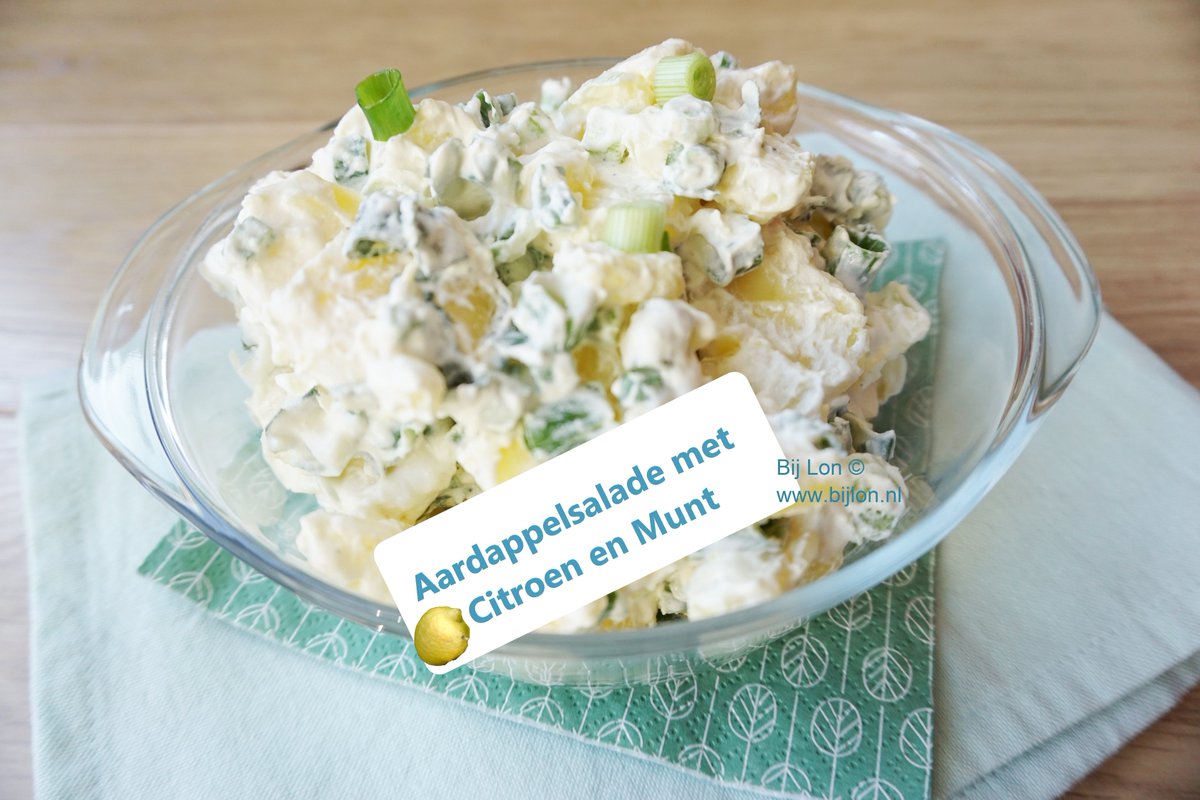 Frisse aardappelsalade met citroen en munt. Nu online! bijlon.nl #recept #aardappelsalade #citroen #munt