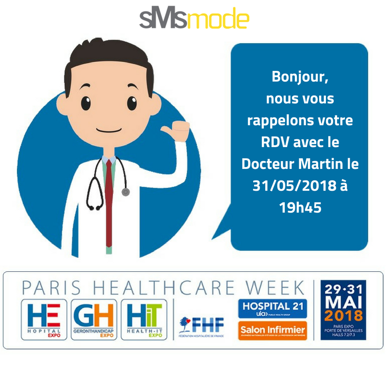 smsmode's tweet photo. sMsmode spécialiste du SMS dans le domaine de la santé sera présent au Paris Healthcare Week 2018 ! ✌ https://t.co/KsrdOVTmdZ