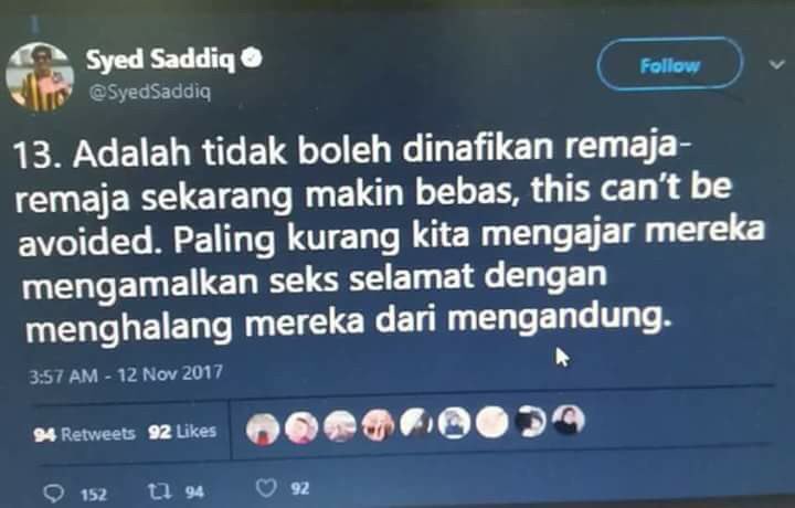 baujamban's tweet photo. trjumpa tweet lama ni, tak tau sahih ke tak. masalah budak2 skrang ni, diorng nk pegi beli sheild dekat 7e pon malu bukanye tknak beli. isu ni nampak mcm mengalakkan seks bebas.  tpi kite kne phm situasi budak muda skrang jakim rush tiap hari pon seks tetap jalan. @SyedSaddiq https://t.co/oQexNHpFCw