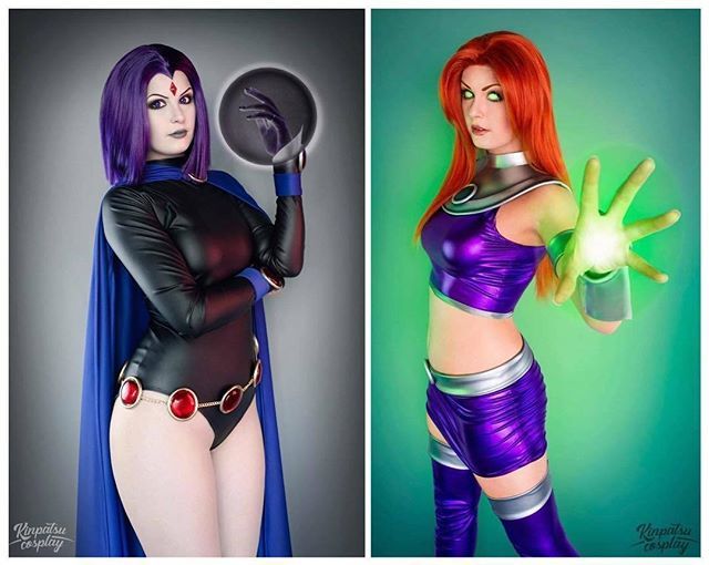 Starfire and Raven from Teen Titans Cosplay