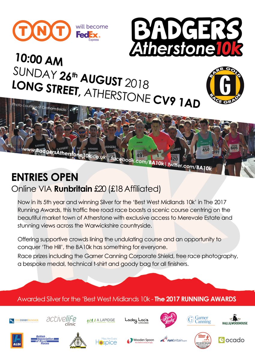 BA10k's tweet photo. Keep an eye out for the #BA10k flyer.  Entries are open, selling fast, don't miss out.  All proceeds to charity @maehospice @charityspoon @BADGERSRC look forward to welcoming you to our event :-) https://t.co/sLBaYf5j0r